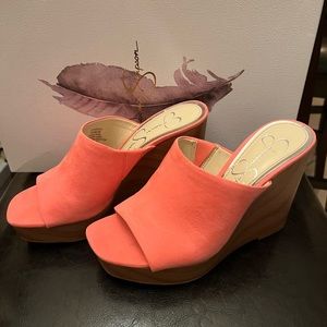 Orange summer wedges